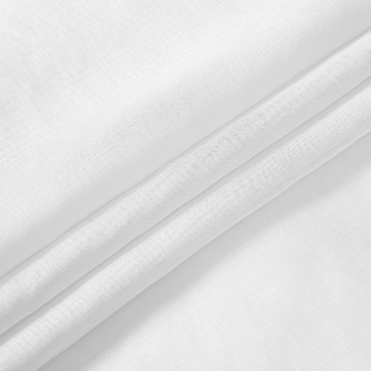 July Joy Durchsichtige Vorhänge in Halbleinenoptik, für Schlafzimmer, Wohnzimmer, mit Ösen, lichtfilternd, einfarbig, Voile, 132 x 183 cm, Weiß, 2 Stück