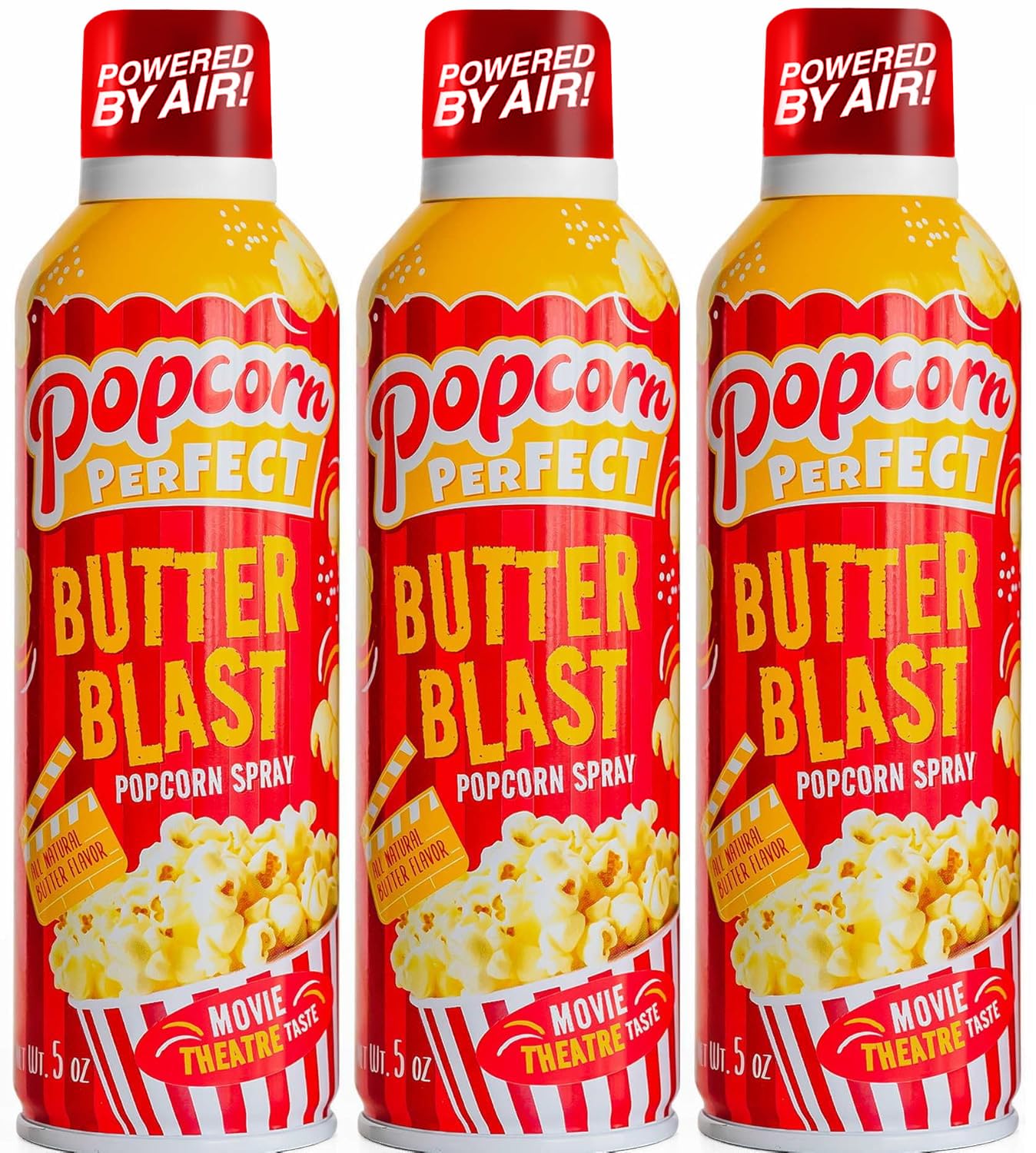 POPCORN PERFECT: Popcorn Butter spray for Microwave and Popcorn Maker, Popcorn toppings, Tastes like Movie Theatre Butter, Better than Kettle corn & Dry Seasoning Toppings, 5 oz (3 Pack)