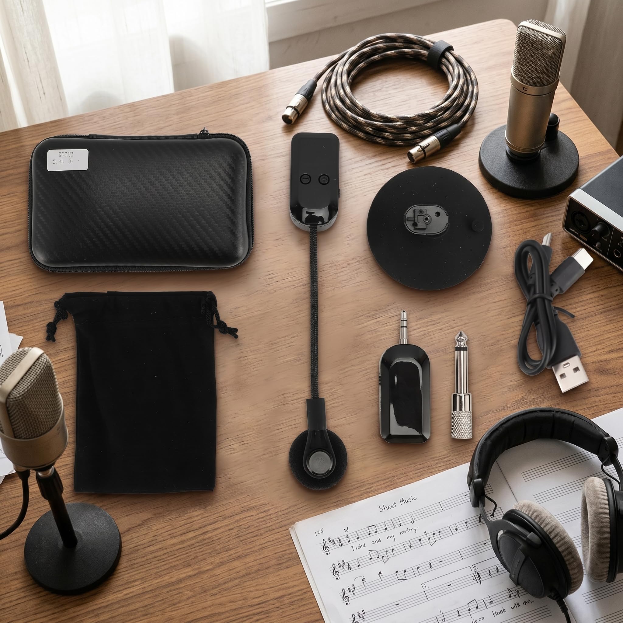 Cocoarm Microfono per Strumenti Wireless, Microfonico Portatile 2.4G per Chitarra, Violino e Fisarmonica con Acquisizione Accurata del Suono e Portata Wireless di 100 Piedi