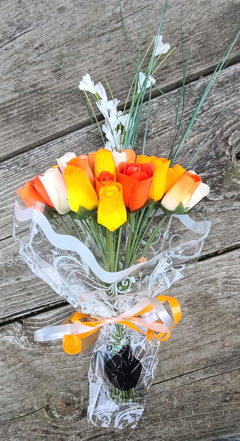 Deluxe Orange Cream Sicle Themed Bouquet. Featuring Closed and Half Open Bud Roses (2 Dozen)