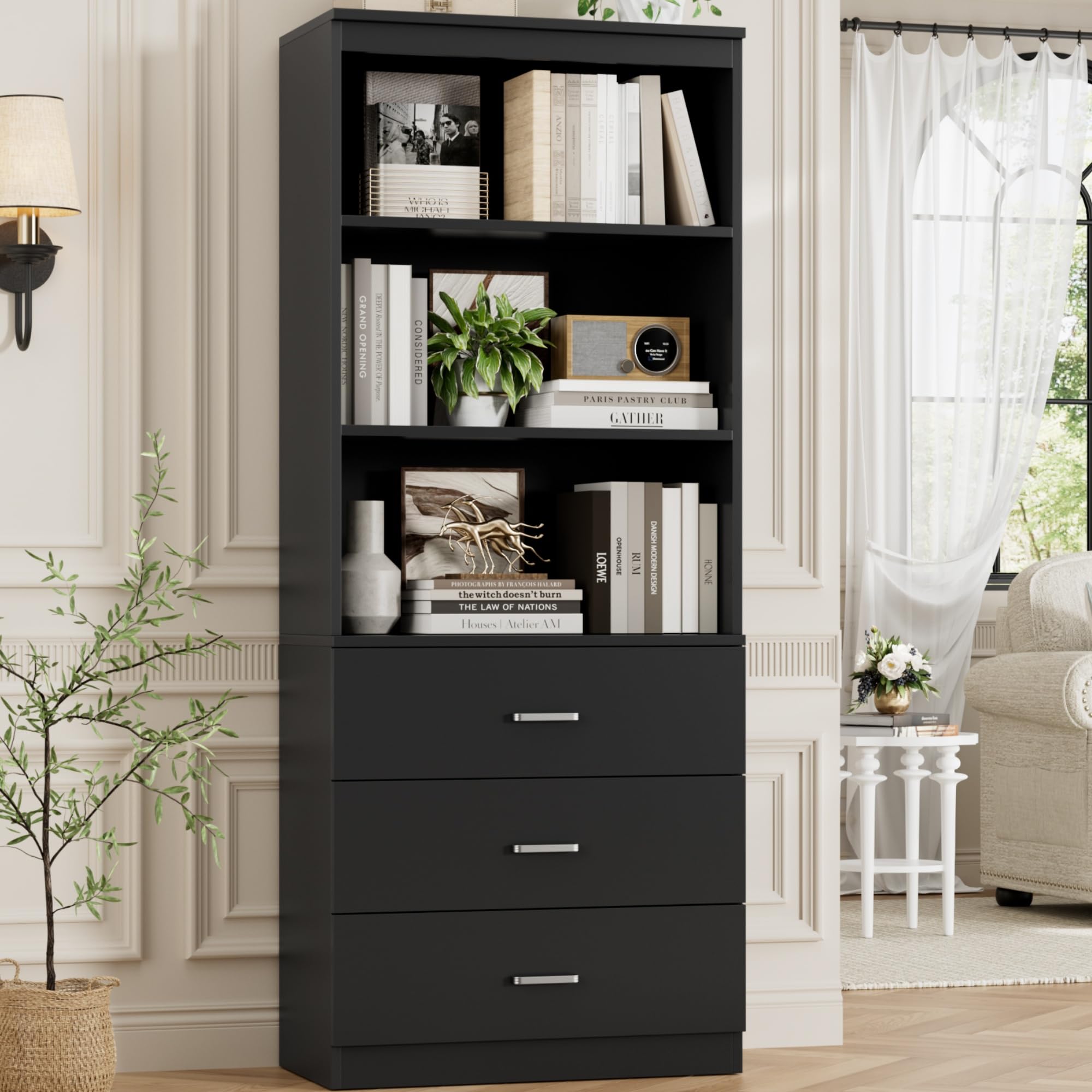 FOTOSOK 71" Tall with 3 Drawers