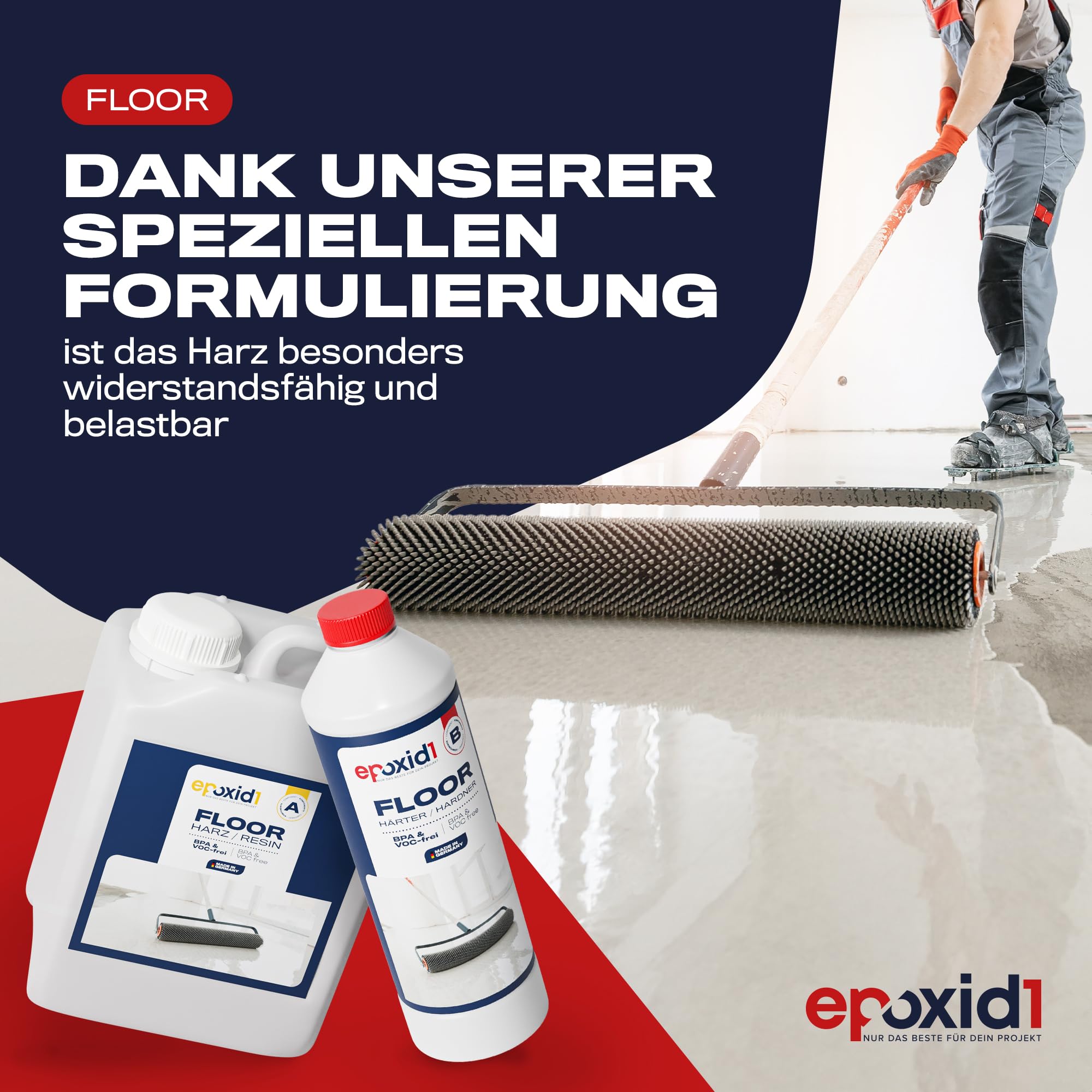 Epoxidharz Bodenbeschichtung [zum Aufrollen] - speziell für Nutzböden - 2k Betonfarbe für Garage, Keller & Werkstatt - Epoxidharz mit Härter, Kunstharz (RAL 7032 Kieselgrau, ~20m² (10kg))