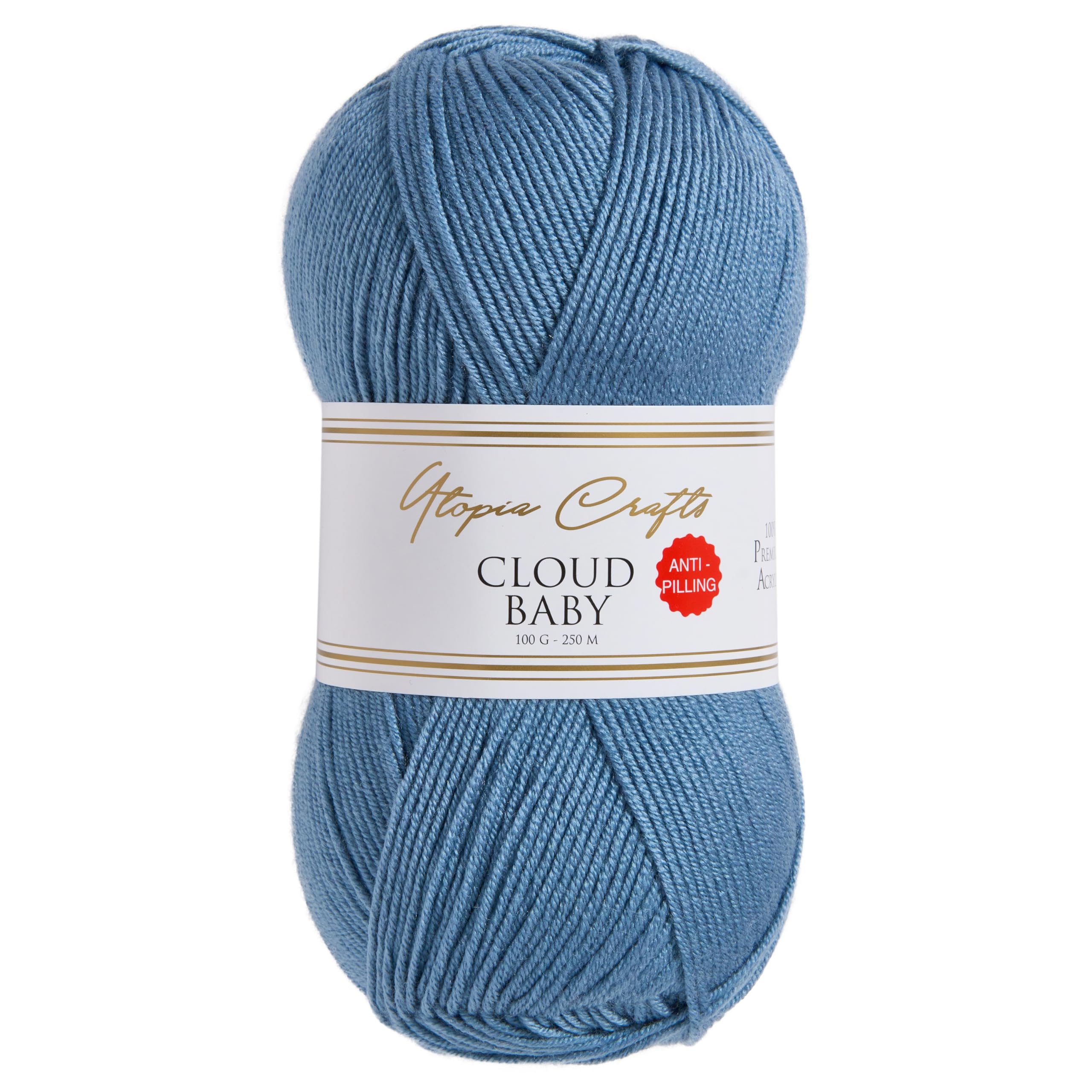 Utopia Crafts Cloud Baby Anti-Pilling Hypoallergenic Soft Acrylic DK Yarn for Knitting and Crochet 100g (Denim Blue)