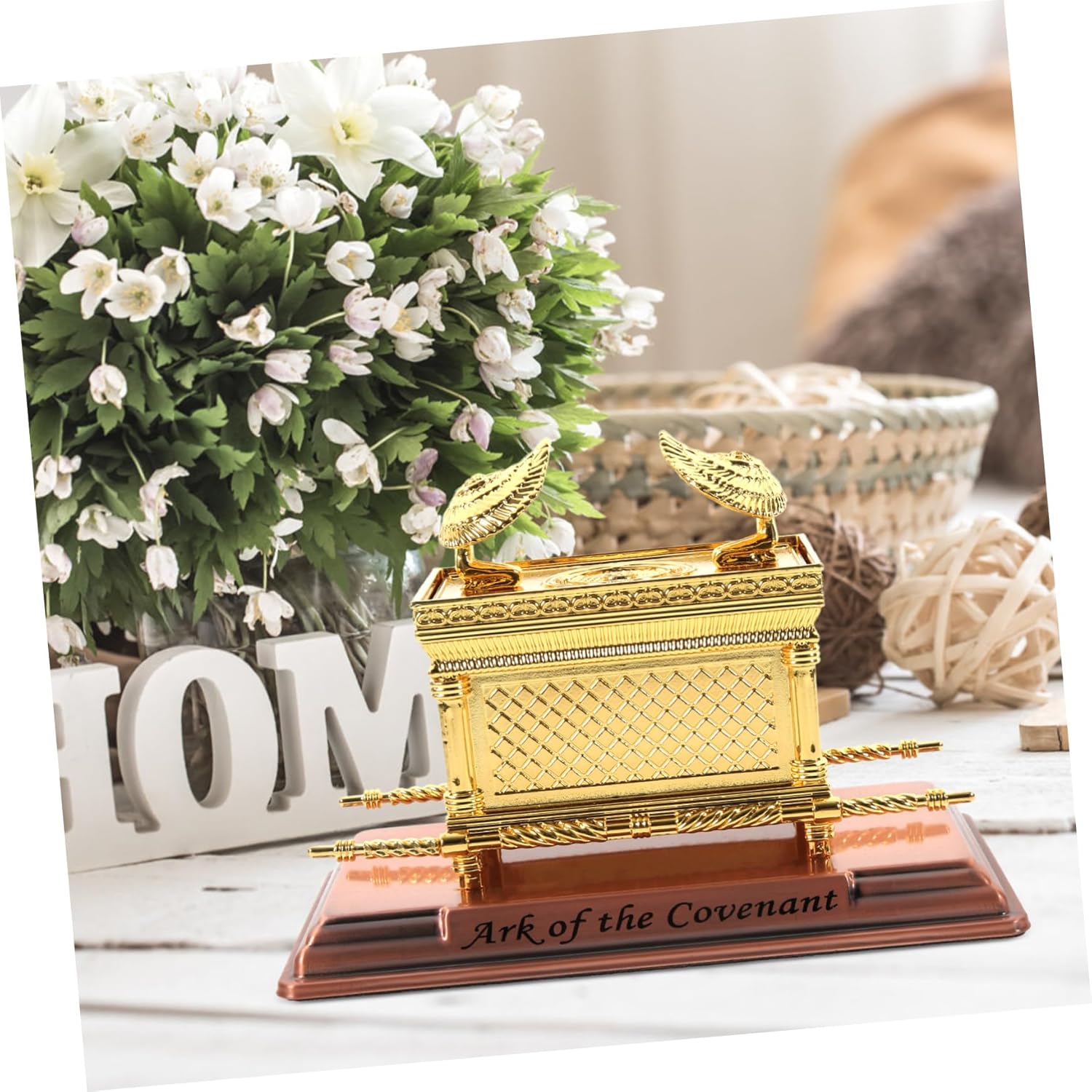 ark of Mini ark of Sculpture Religious Christmas Ornaments White Ornaments for Christmas Tree Home Accessories Desktop ark Ornament Alloy Gold
