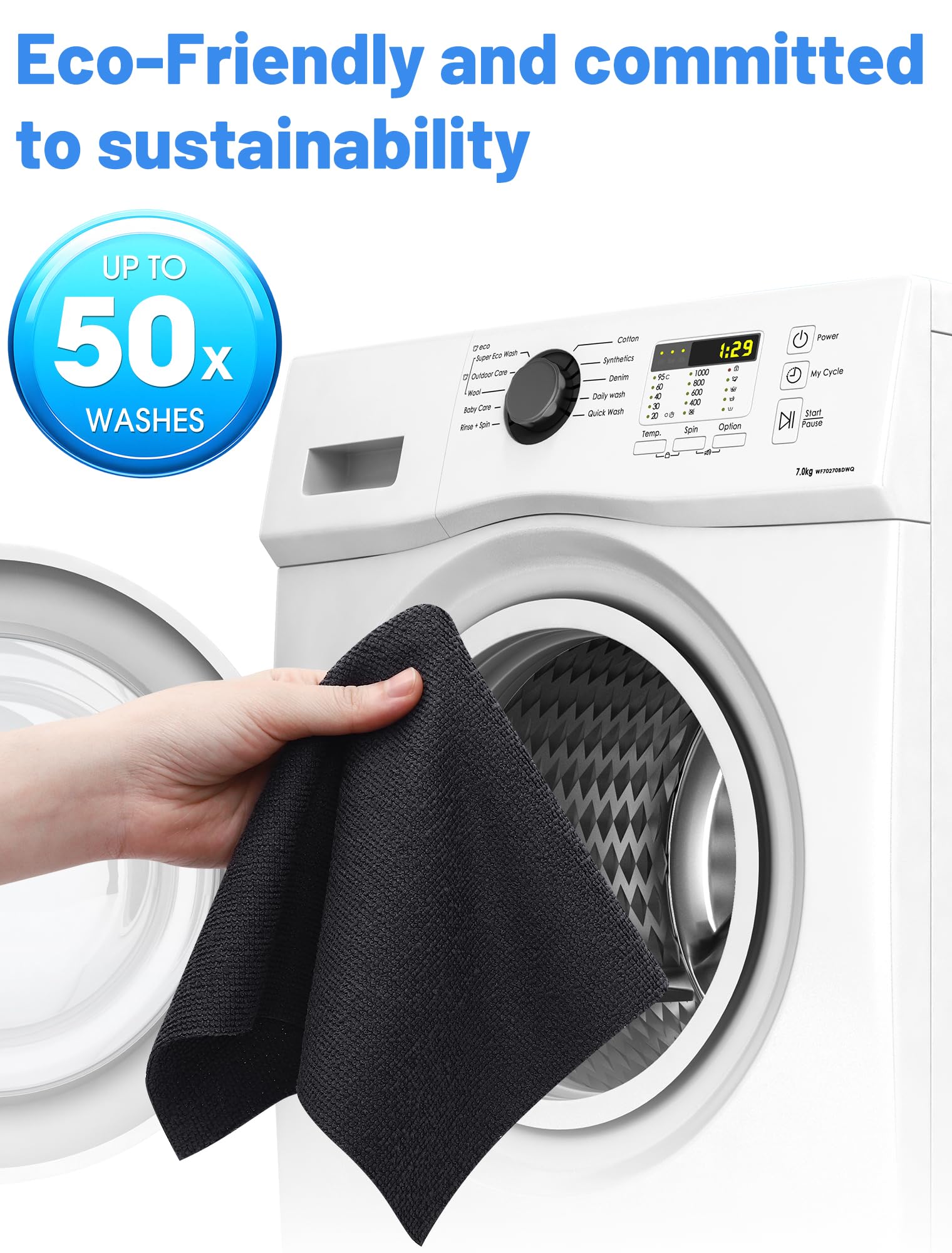 Microfiber Cloth Rolls 40 Units, 30x30cm Reusable Microfiber Cloths, Microfiber Cloth Rolls for Home and Kitchen Cleaning, Removable Cloths, Grey — view 6