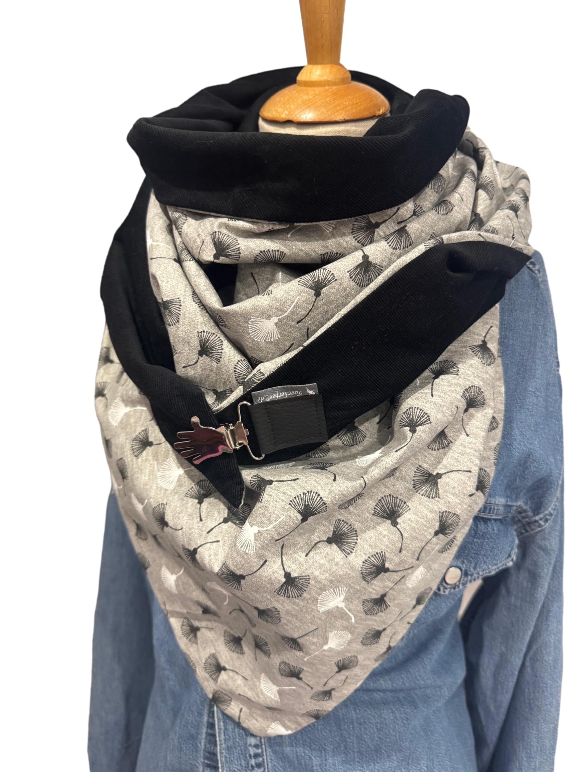 XXL Dreiecksschal Damen – Wendeschal Feincord Pusteblumen