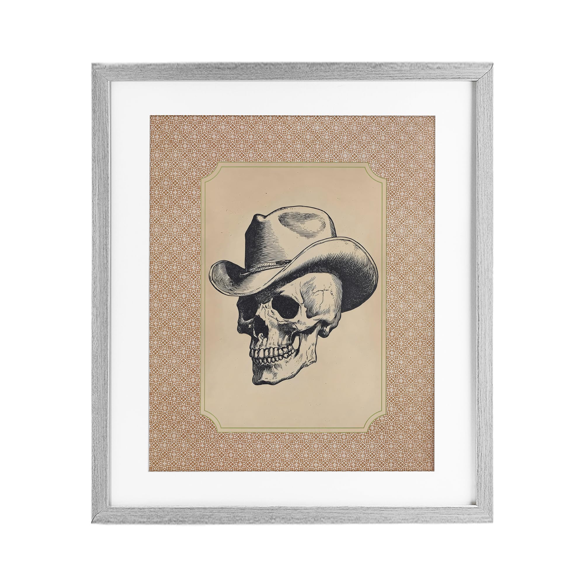 Stupell Industries Vintage Cowboy Skull Birch Framed Print Under Glass, design by Arlington Prints, 16 x 13