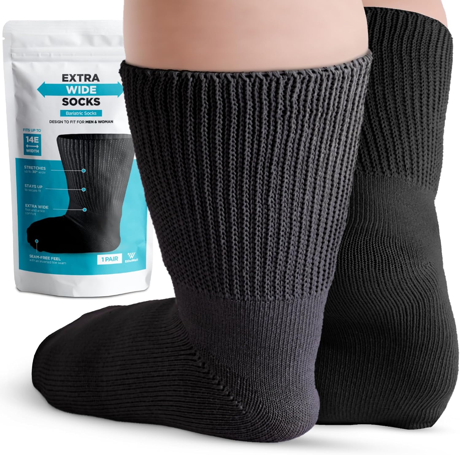Bariatric Socks - Extra Wide, Diabetic & Lymphedema Socks for Women with Swollen Feet - Non-Binding