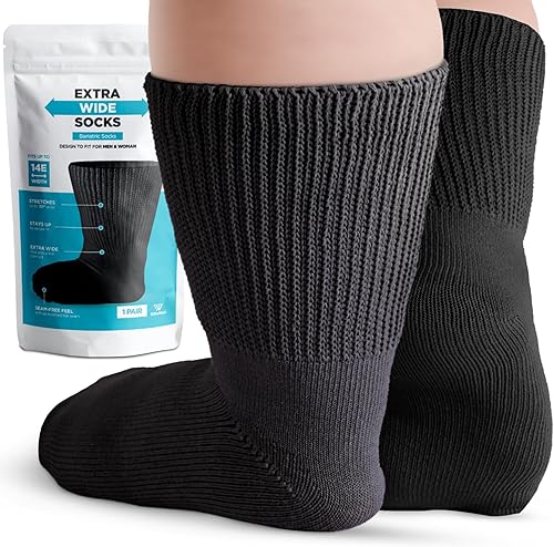 Calcetines bariátricos extra anchos, calcetines diabéticos para mujer, calcetines de linfedema, calcetines extra anchos para pies hinchados,