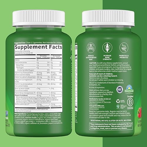 Miniatura 7 de Gomitas de calcio y magnesio con D3 y K2, apoya la salud ósea y la fuerza ósea + prebióticos y probióticos para apoyo digestivo, código de