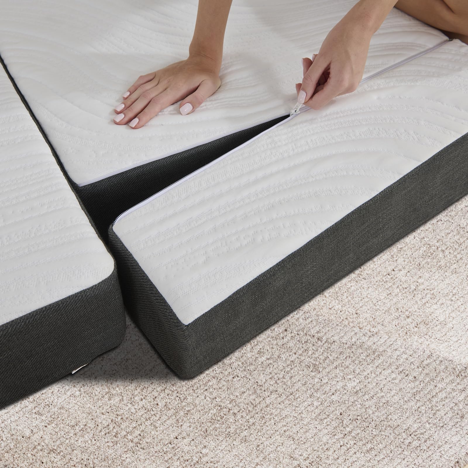 Twirest Matelas Pliant Matelas Mousse à Mémoire de Forme, Épaisse 10 cm,Idéal Camping ou Voyage, Matelas Pliable, pour Adulte, 2 Personnes (140 x 190 x 10 cm)
