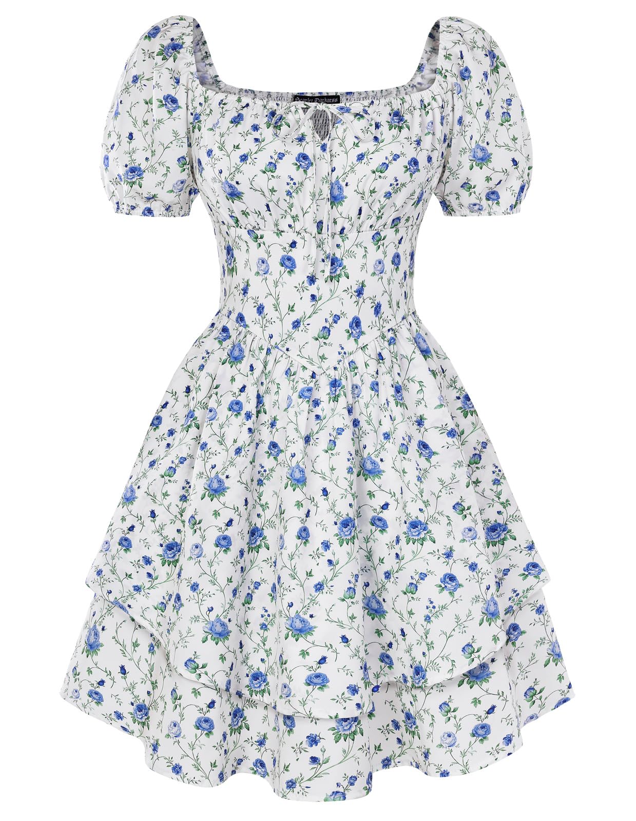 SCARLET DARKNESS Sommerkleid Damen Blumenmuster Kurzer Strandkleider A-Linien Mini Plissierter Saum Tunikakleid