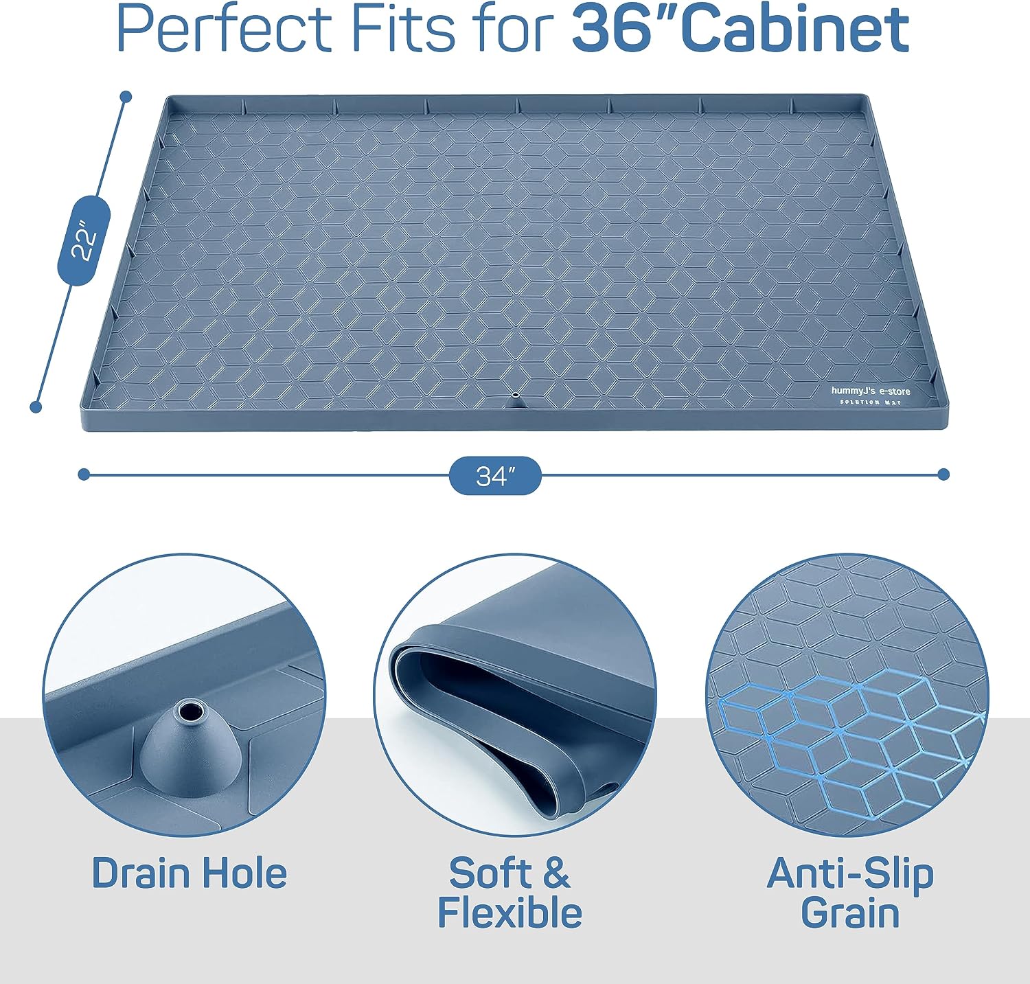 Under Sink Waterproof Mat, Under Sink Mats For Kitchen Cabinet and Bathroom Under The Sink Mats, 34" * 22" Dack Gray Silicone Under Sink Liner, Easy to Clean, Drain, and Disinfect (34*22, Dack Gray)