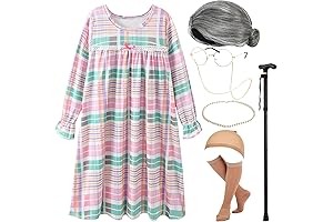 EBYTOP Kids Old Woman Costume, 100th Day of School Costume with Wig,...