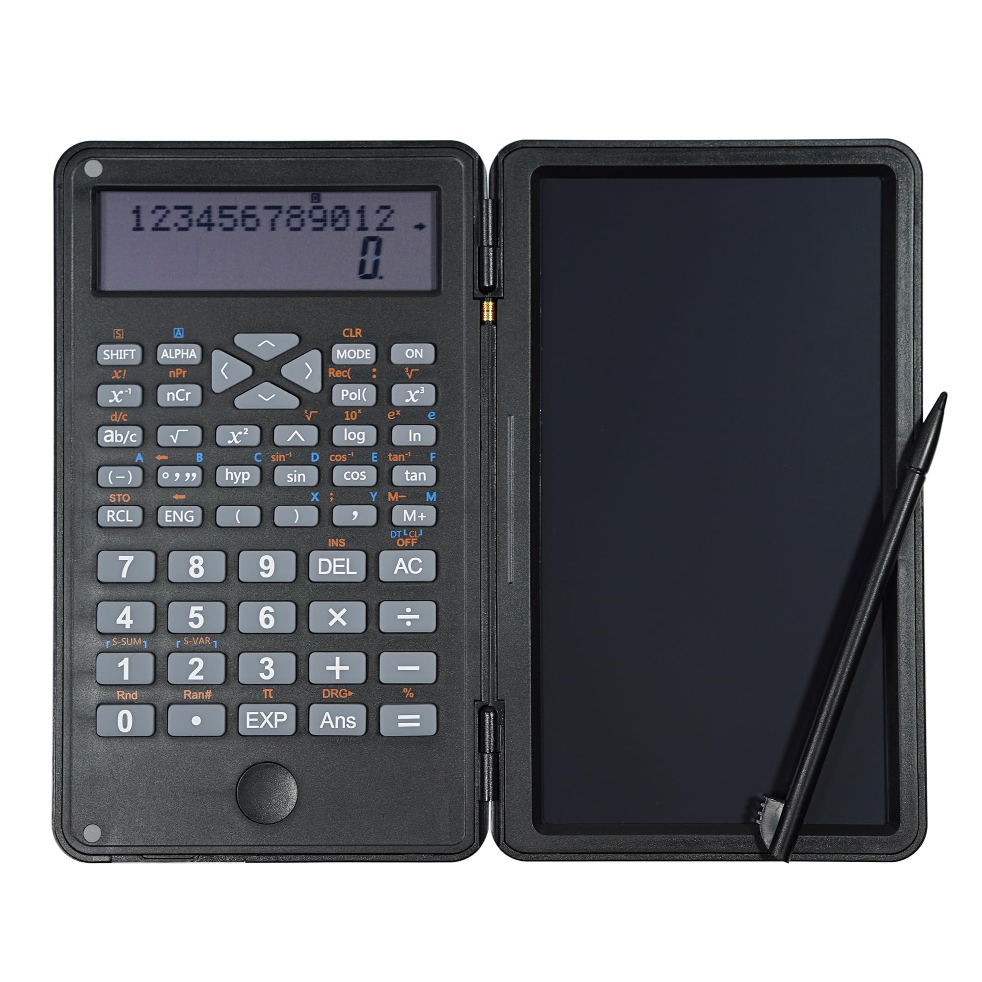 Scientific Calculator with Erasable LCD Writing Tablet, 2-Line Digits Display Handheld Pocket Size Portable Calculadoras for School Office Home Work,