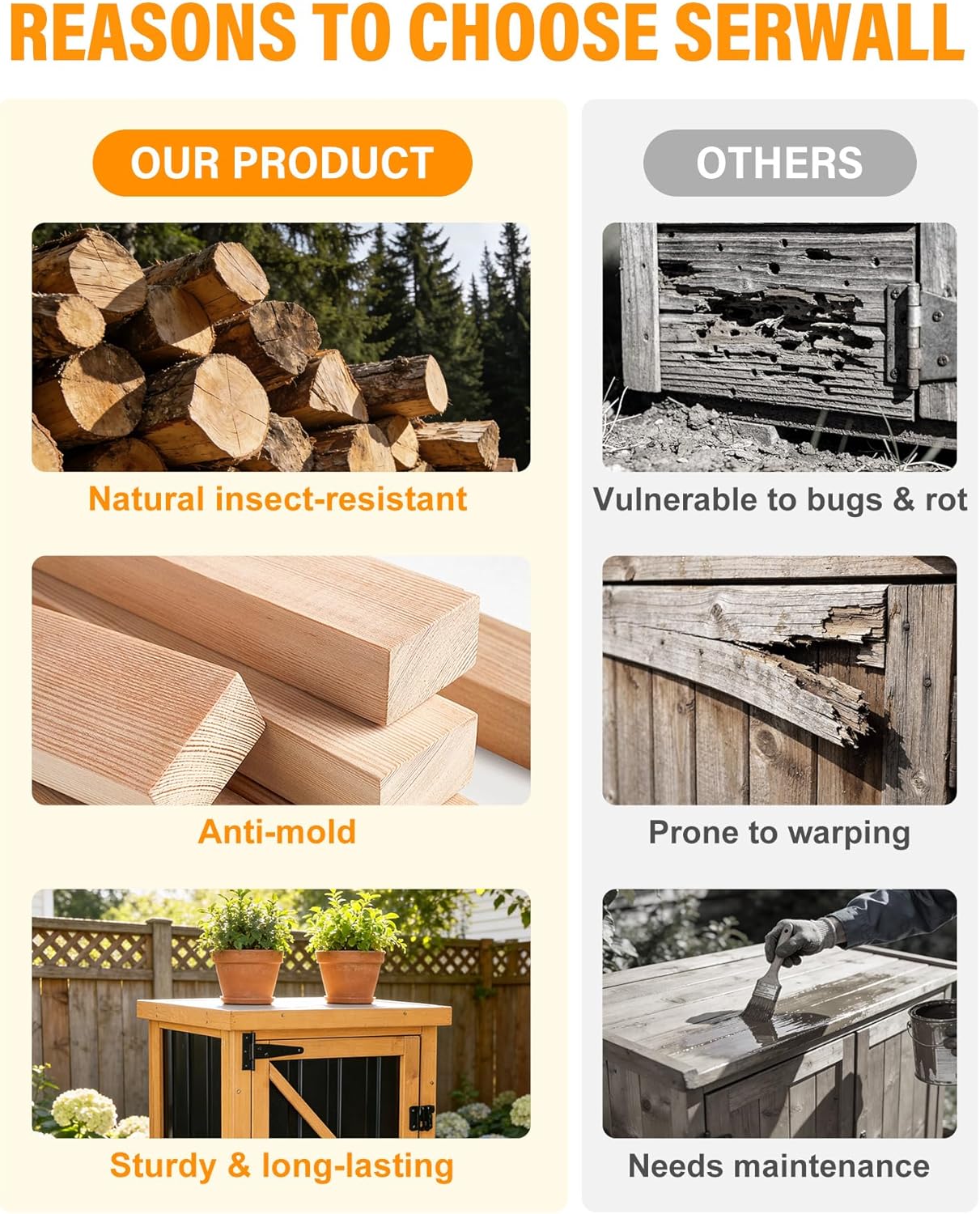 Outdoor Storage Cabinet Waterproof,Wooden Potting Bench with K-Design Lockable Doors,Metal Top,Adjustable Shelves,Weatherproof,for Garden,Patio,Yard,Pool, Garage,Balcony,Indoor Use