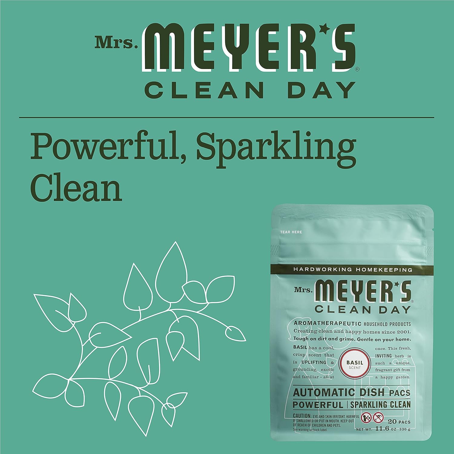 Mrs. Meyer's Clean Day Automatic Dishwashing Packs - 12.7 oz - Basil - 2 pk