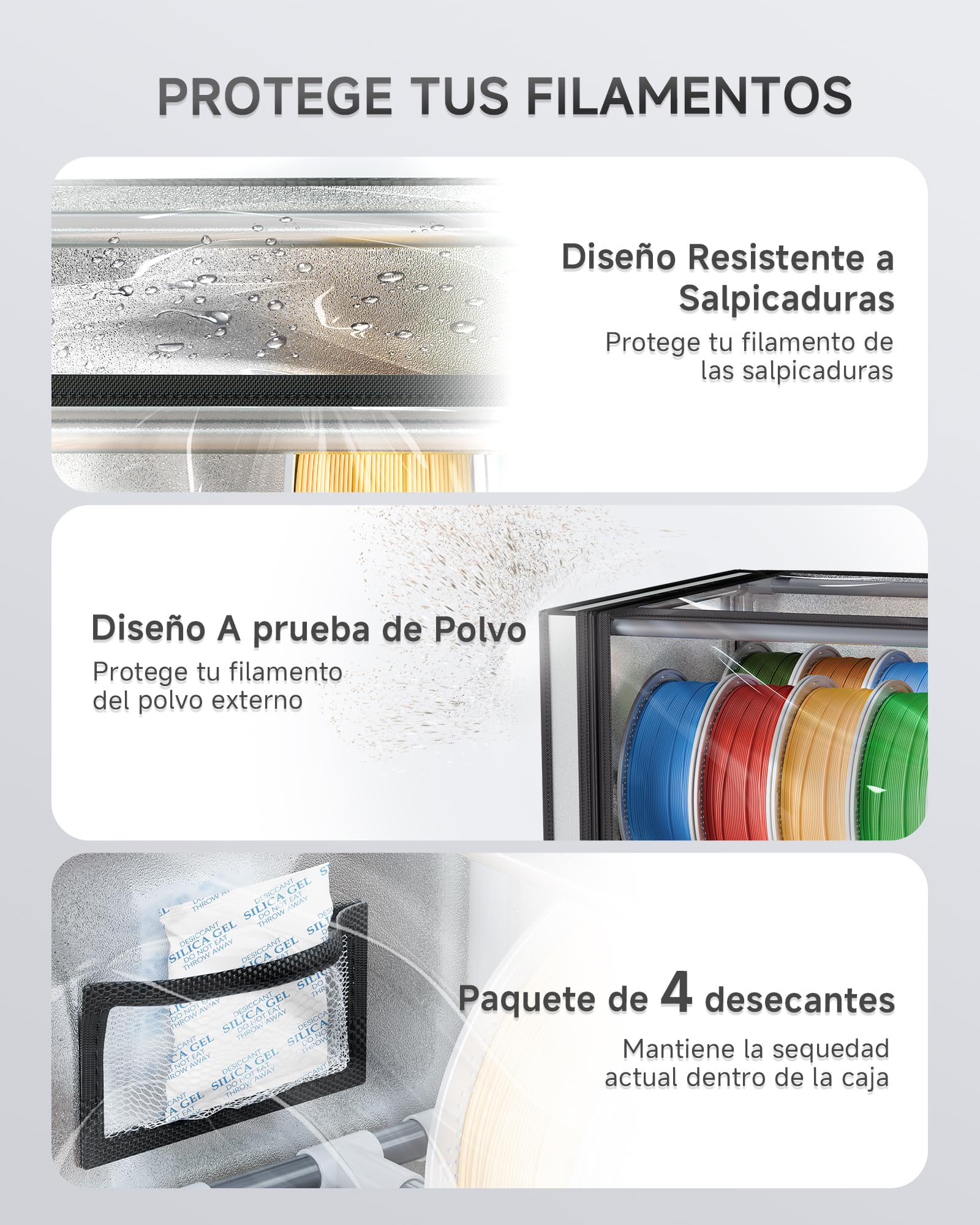 YOOPAI Caja de almacenamiento de filamentos para impresora 3D con desecantes, estante de almacenamiento de filamentos de metal de 2 niveles con cubierta de tela, capacidad para hasta 24 rollos de
