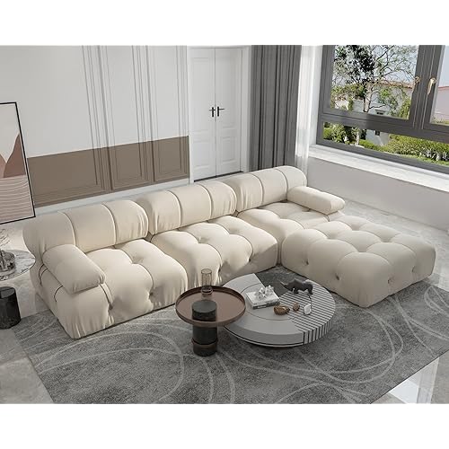 Sectional Sofa, Modular Sectional Couch with Ottomans- L Shaped Couch for Living Room, 4 Seater Sofa Sets,104"(Beige)