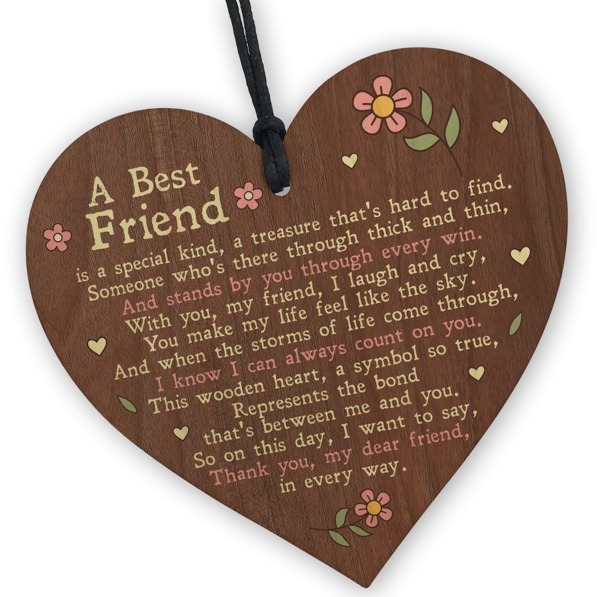 Red Ocean A Best Friend Gift For Birthday Thank You Gift For Women Wood Heart Friendship Gift For Her Poem