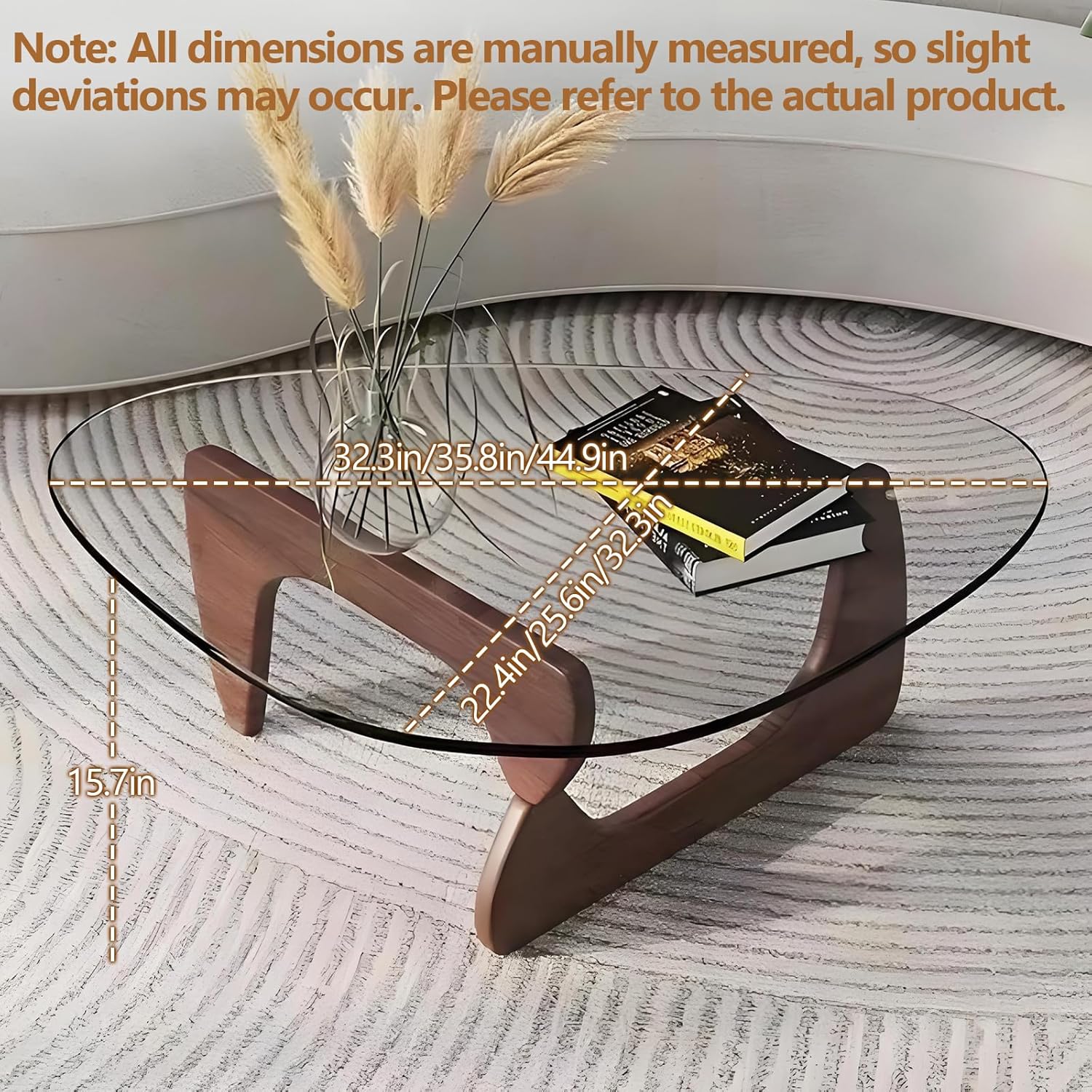 Triangle Coffee Table Small Glass Side Table Wooden Base Minimalist Modern Unique End Tables Suitable for Living Room, Bedroom, Balcony, Study, Office