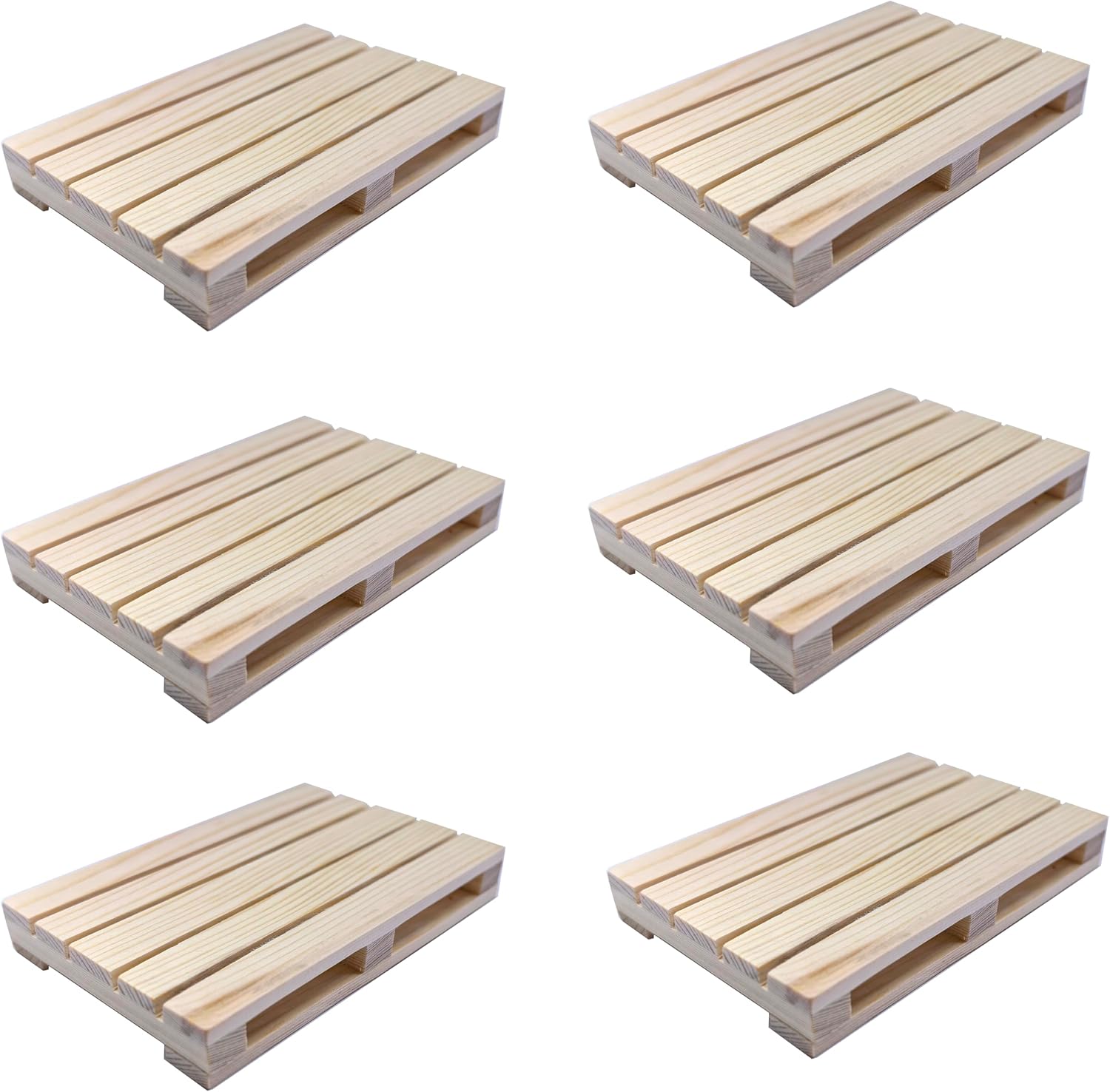Set of 6 Unfinished Mini Wooden Pallets, Rustic Industrial Decor for DIY Crafts, Fairy Gardens & Tabletop Displays (3" x 4.6" x 0.6")