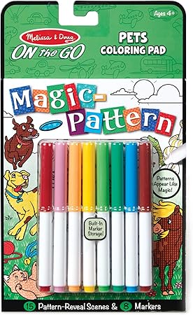 Amazon.com: Melissa & Doug Magic-Pattern Kidsââ‚¬ Pets Marker Coloring Pad On The Go Travel ...