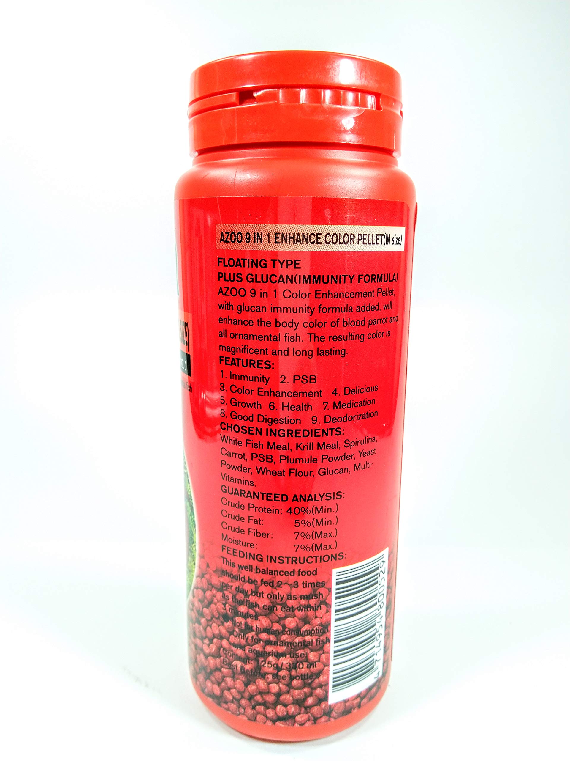 AZOO 9 in 1 Enhance Color Pellet (M Size) for Blood Parrot and Ornamental Fish Food 330ml