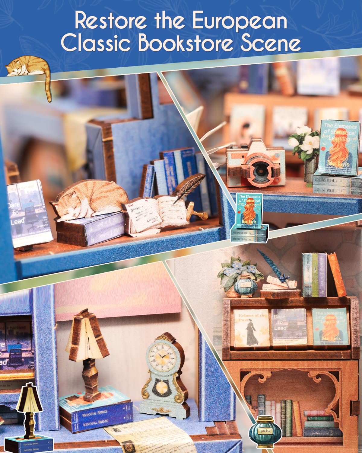 Cutefun Book Nook, kit fai da te per casetta in miniatura per adulti, scaffale per libri, puzzle 3D in legno, mini kit modello artigianale, regalo per donne amanti dei libri (Literature Bookstore)