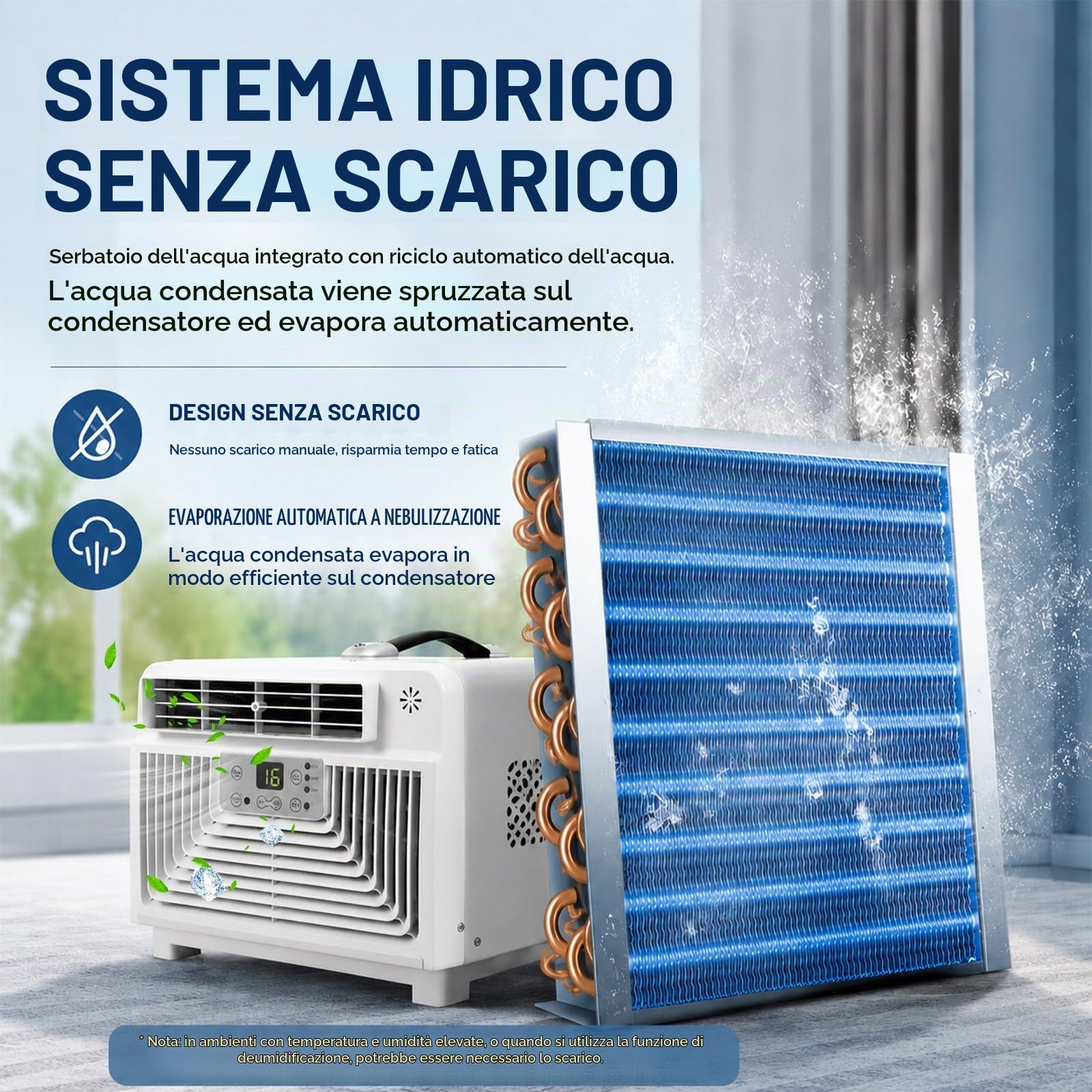 Mini Condizionatore Portatile con Vero Compressore, Climatizzatore da Campeggio 2700 BTU, 3-in-1 Raffreddatore Silenzioso 45dB per tendas, Camper, Va-ns e Avventure all'Aperto