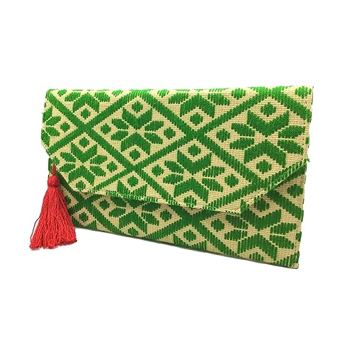 Miniatura 4 de Bolso Clutch "Juana", hecho por Jühue Artesanal, bolso hecho a mano hecho en México, Bolso de mano verde, Bordado a mano, pieza única, Bolso de mano
