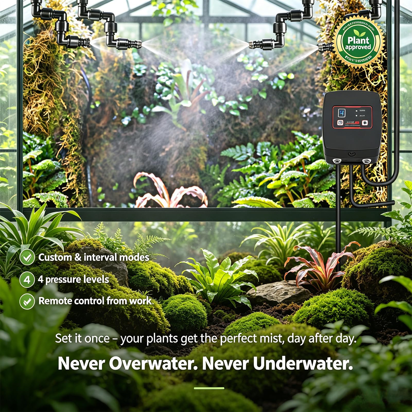 de nebulización para Reptiles, Reptile Mister automático con Temporizador, humidificador de terrarios con boquillas de nebulización, Kit de pulverización para Plantas de