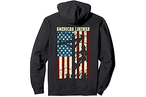 Lineman American Flag Electric Cable Gift - Patriotic Lineman Pullover Hoodie