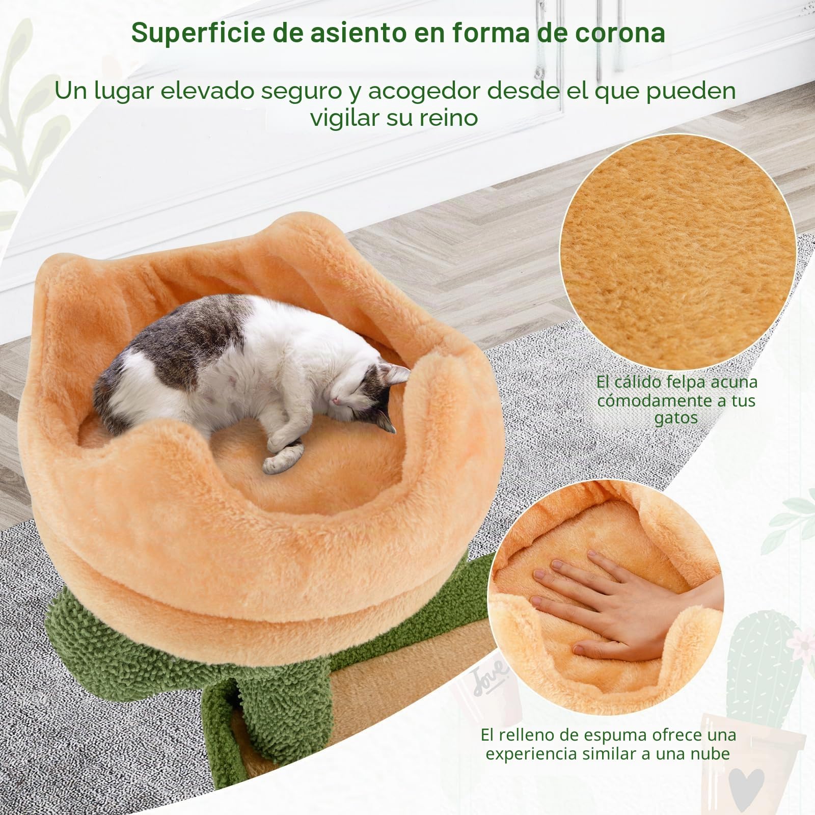 COSTWAY Rascador de Cactus, 160 cm, árbol para Gatos con Cueva para Gatos, Plataformas, Poste de sisal, Cesta, Tabla para rascar y Juguetes, Muebles para Gatos, Muebles para Gatos, árbol de Madera