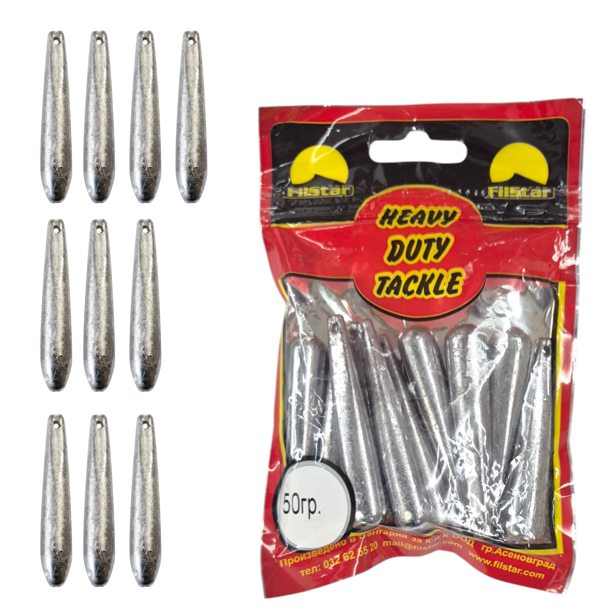 PRO FILSTAR Lot De 10 Plombs Drop Shot 8g – Avec Émerillons, Anti-Corrosion, Pour Pêche Mer Et Rivière