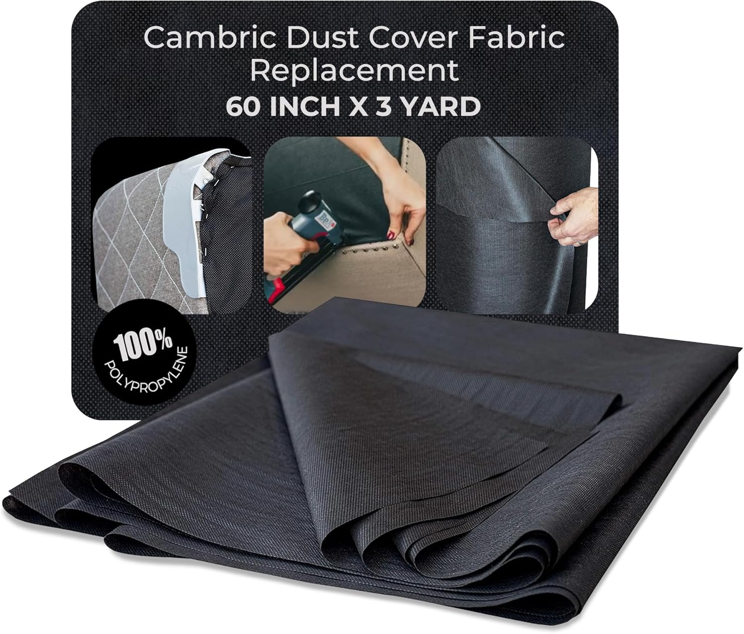 House2Home 60 Inch x 3 Yard Upholstery Black Cambric Dust Cover Fabric Replacement for Sofas