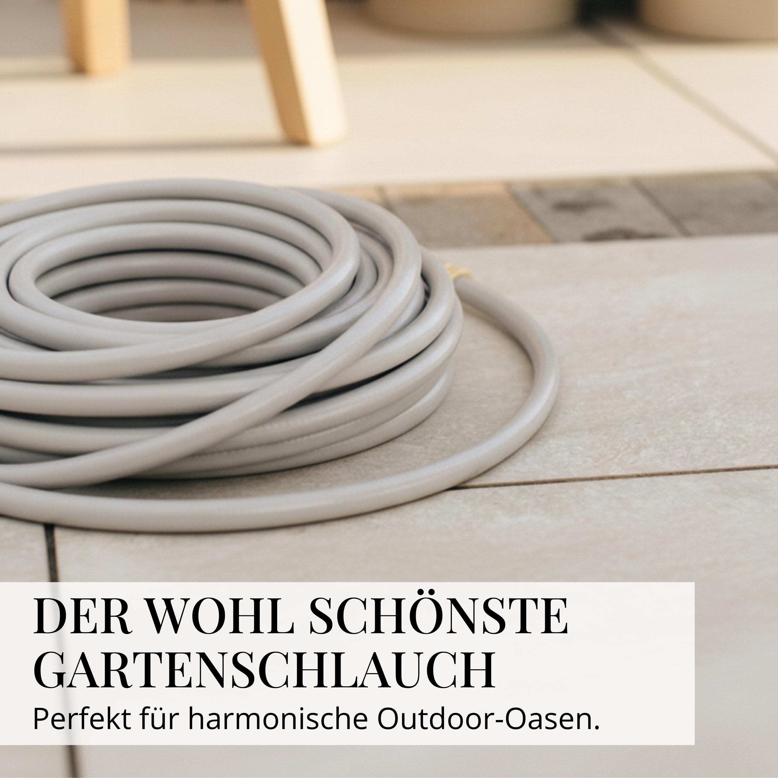 LIVLIG Gartenschlauch 20m, flexibler Premium Wasserschlauch aus 60 Prozent Recyclingmaterial, UV beständig, knickfest, Design Gartenschlauch 1/2 Zoll in Greige