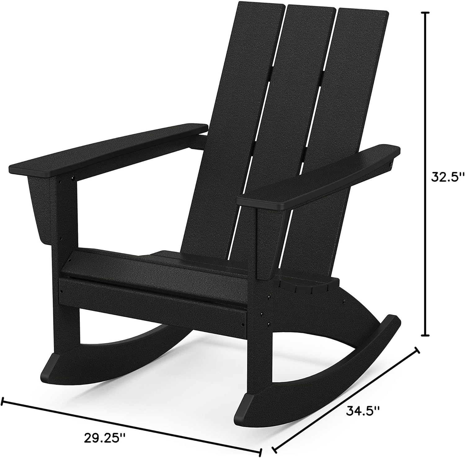 POLYWOOD® Modern Adirondack Rocking Chair, Black