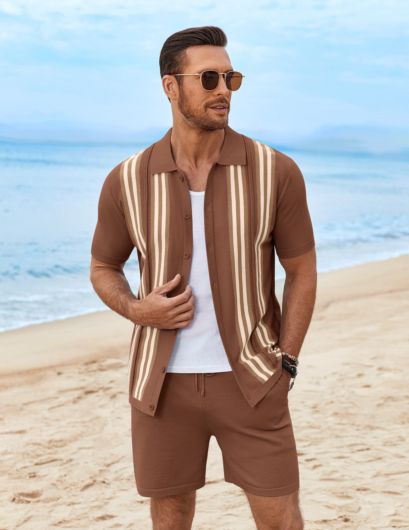 COOFANDY Herren Men's 2 Piece Outfits Sets Retro (2er Pack)