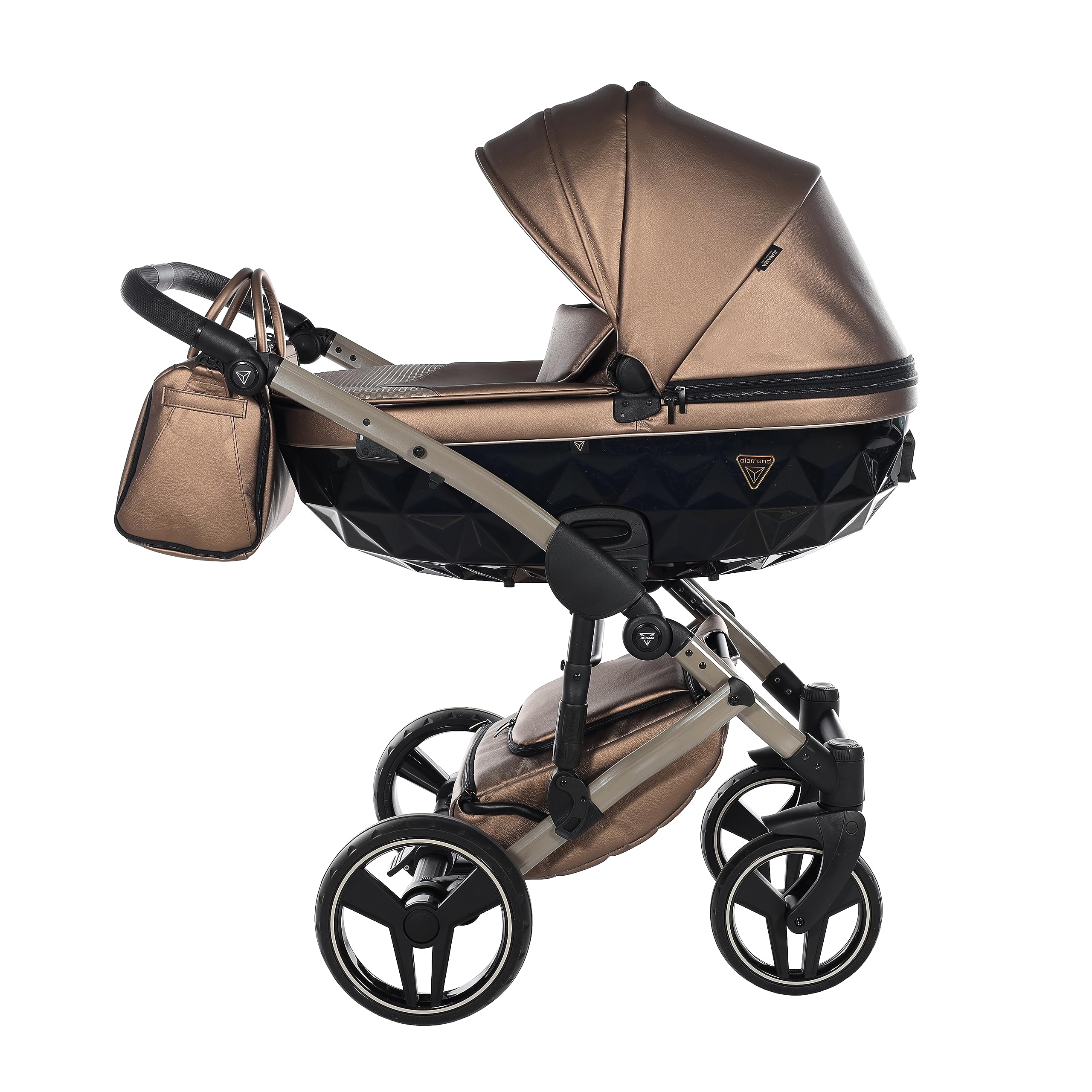 Junama Passeggino TRIO Diamond Fluo 03 Marrone - 2in1 3in1 4in1 + ombrellino (2 in 1 con Adattatori)