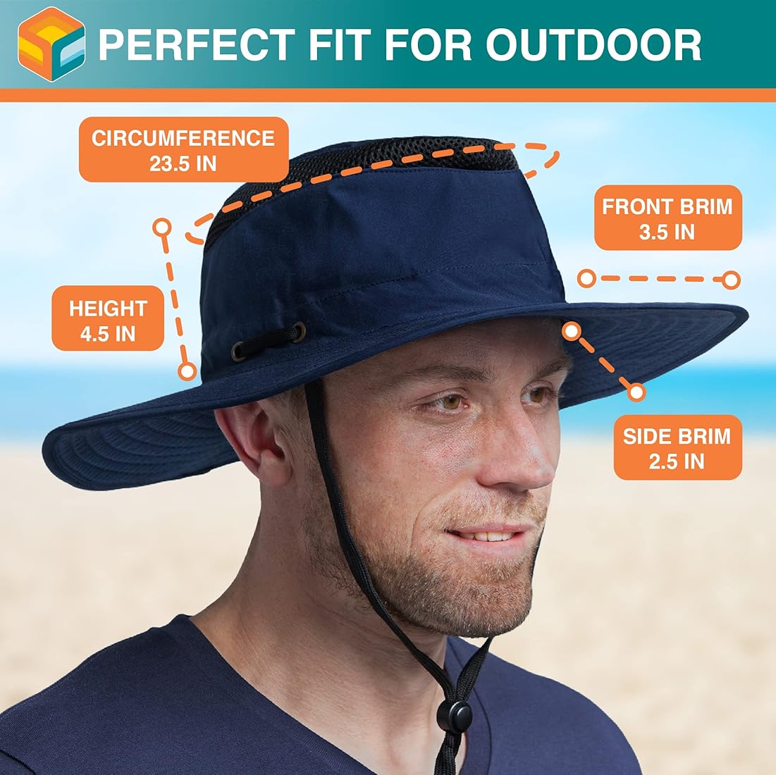 SUN CUBE Wide Brim Sun Hat for Men Outdoor Sun Protection Boonie