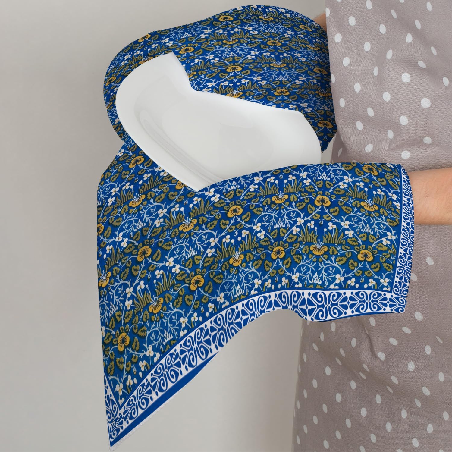 Inspired Floral Kitchen Towels 16x24 Inch, Art Nouveau Blue Yellow Green Flower Botanical Decorative Hand Tea Towels for Kitchen Bathroom, Cottage Bathroom Decor image 4