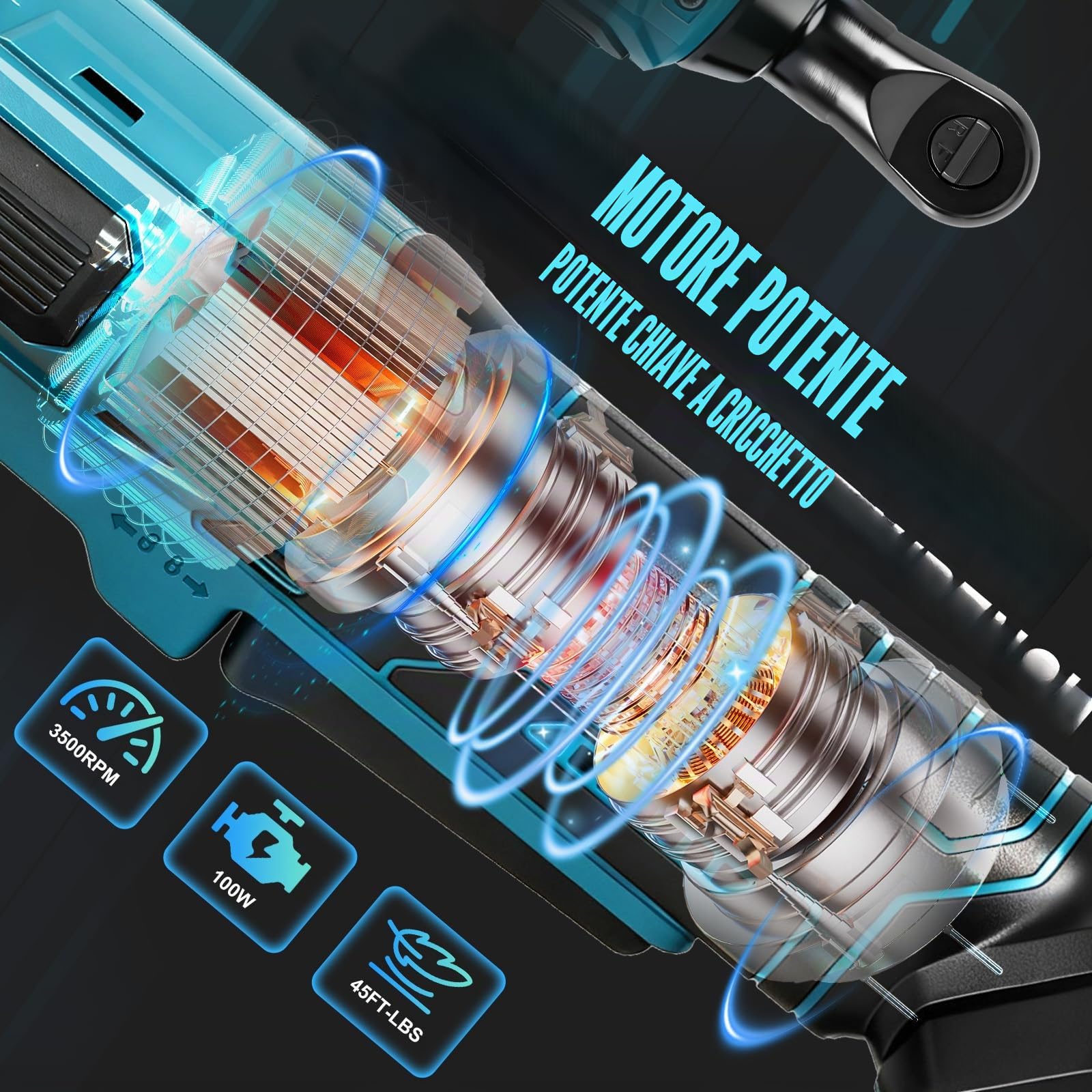 Chiave a cricchetto 3/8" a batteria per Makita 18V (senza batteria)