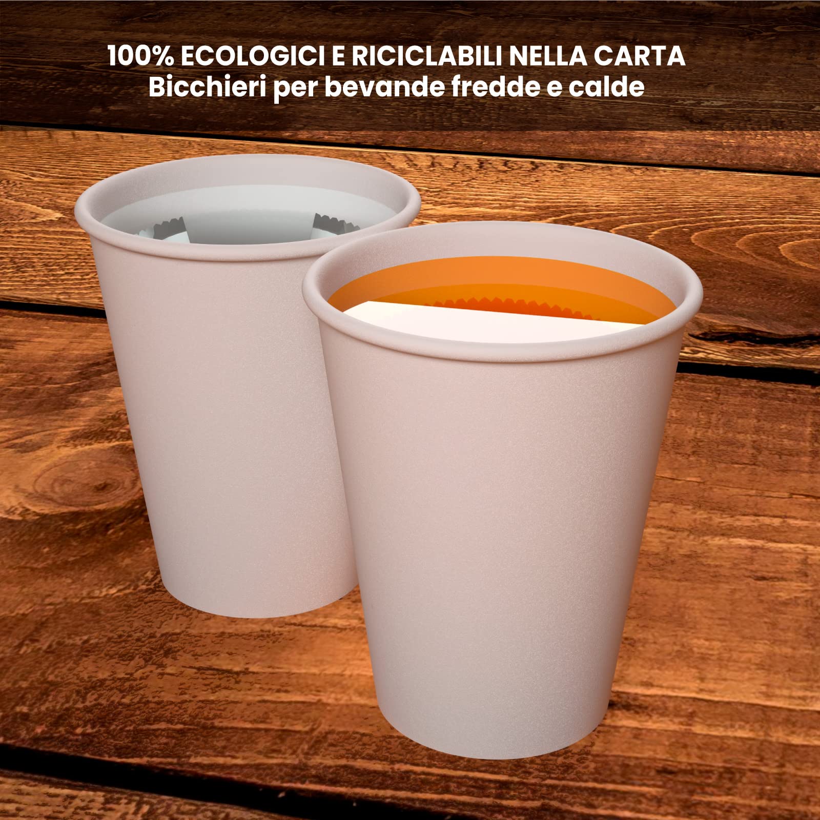 400 Kaffeebecher aus Papier, 360 ml, mit Deckel aus Papier, heiße und kalte Getränke, Tee-Infusionen, Wasser, Cappuccino sind umweltfreundlich, biologisch abbaubar, farbige Einwegbecher + 400 Deckel