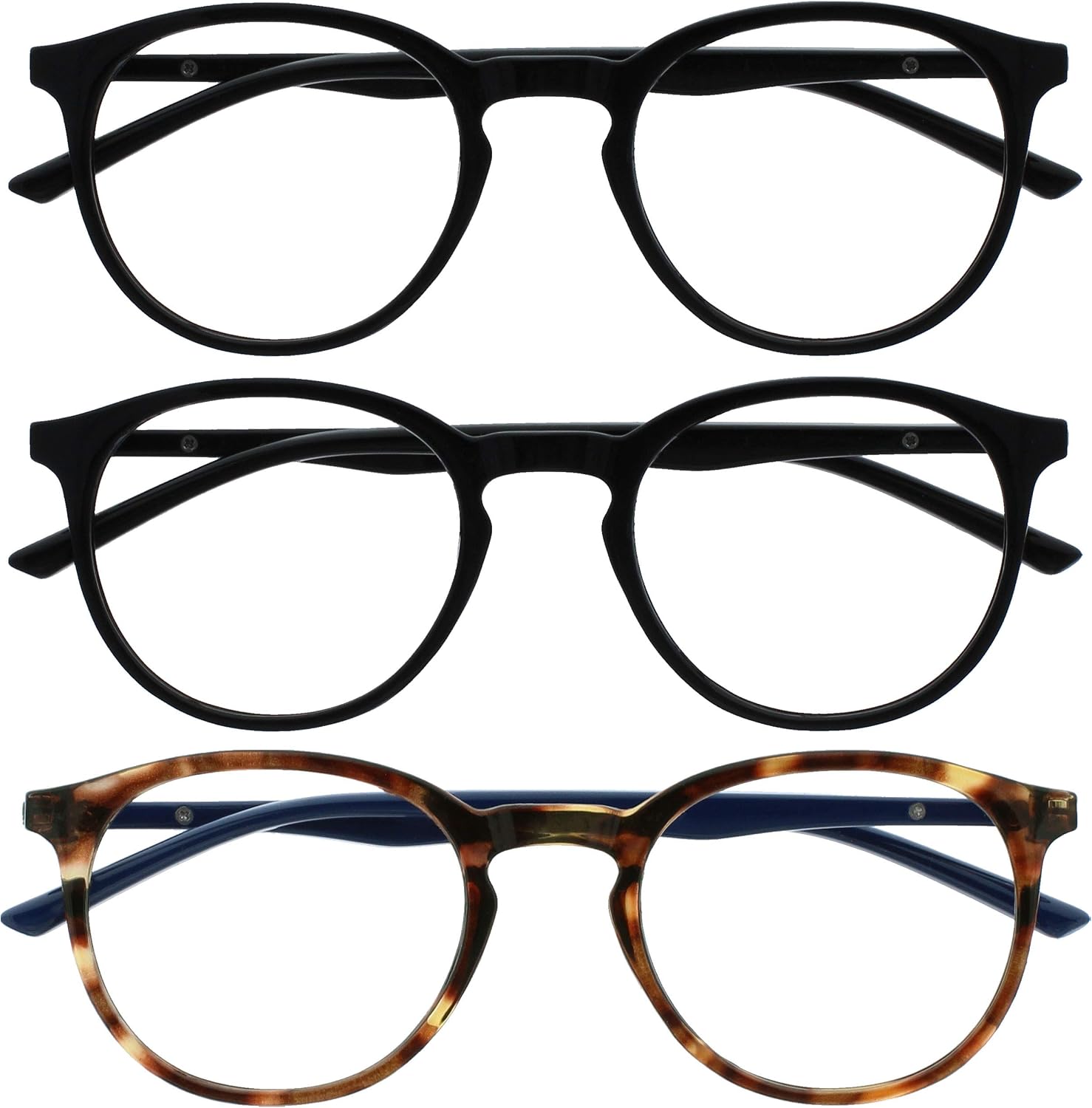 OPULIZE MET Blue Light Blocking Reading Glasses for Women Men Slim Round Frame with Scratch Resistant and Spring Hinges