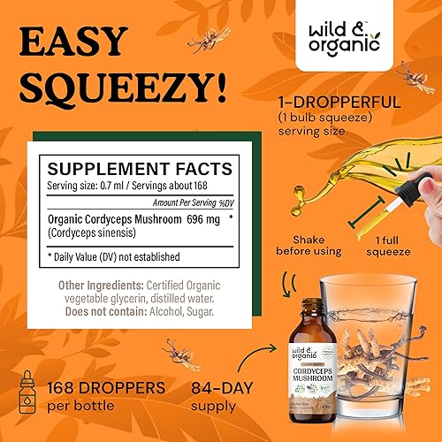 Miniatura 3 de Wild & Organic Cordyceps Tintura de 4 onzas líquidas y tintura de hongos Chaga 4 fl oz