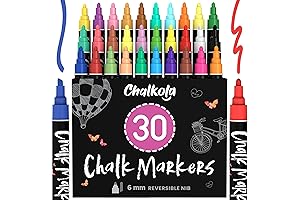 Chalkola 30 Pack Liquid Chalk Markers in Pastel, Neon, Eraseable Washable Paint