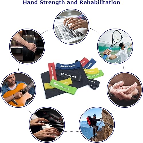 Miniatura 3 de Banda de mano  juego de ejercitador de mano y fortalecedor de mano  10 bandas de resistencia para dedos perfectas para entrenamiento extensor,