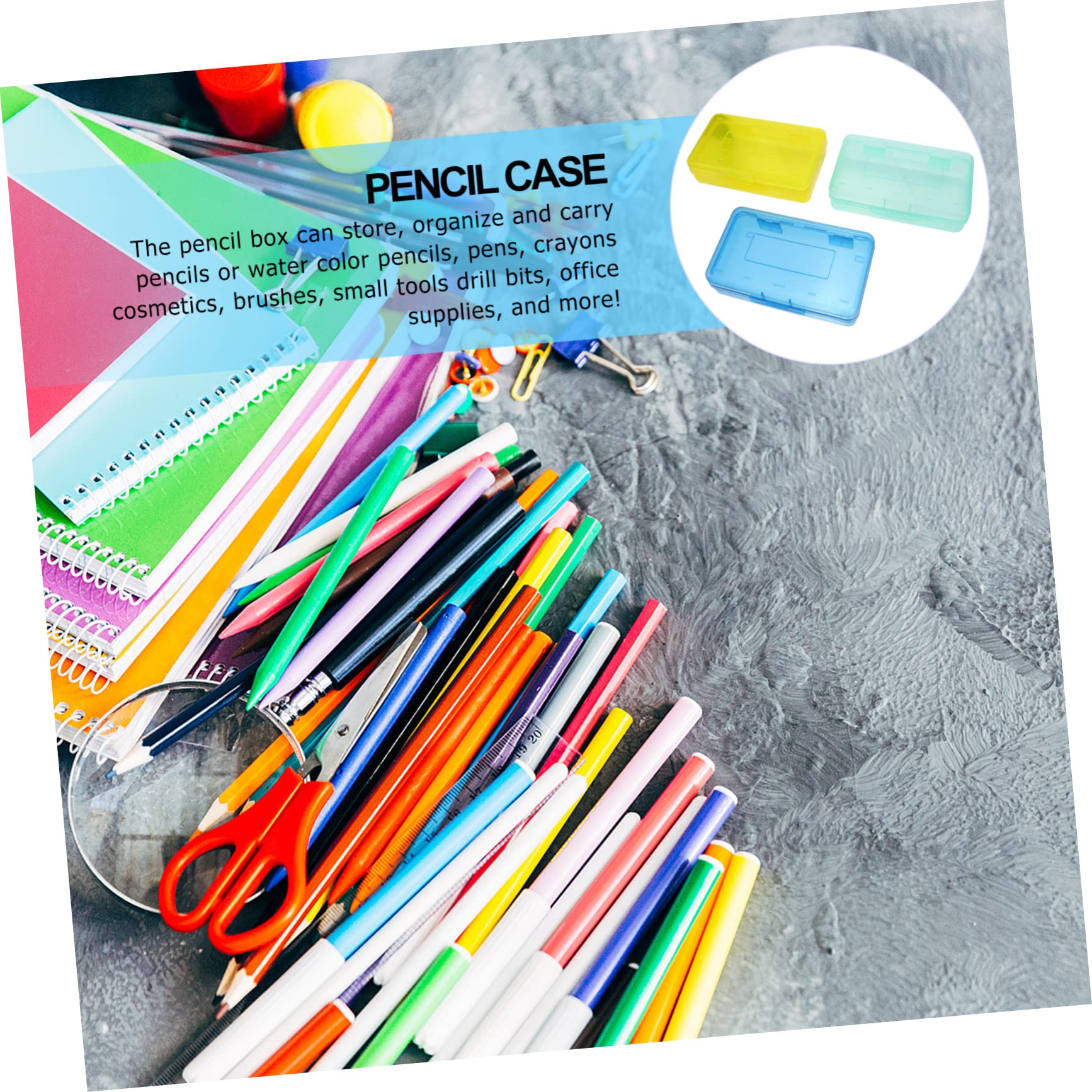 HOMSFOU 3pezzi Astuccio Multifunzionale in Plastica Pp per Studenti Astuccio per Cancelleria Coperchio Comodo Scatola Portaoggetti Trasparente per Penne Matite e Piccoli Colore Casuale
