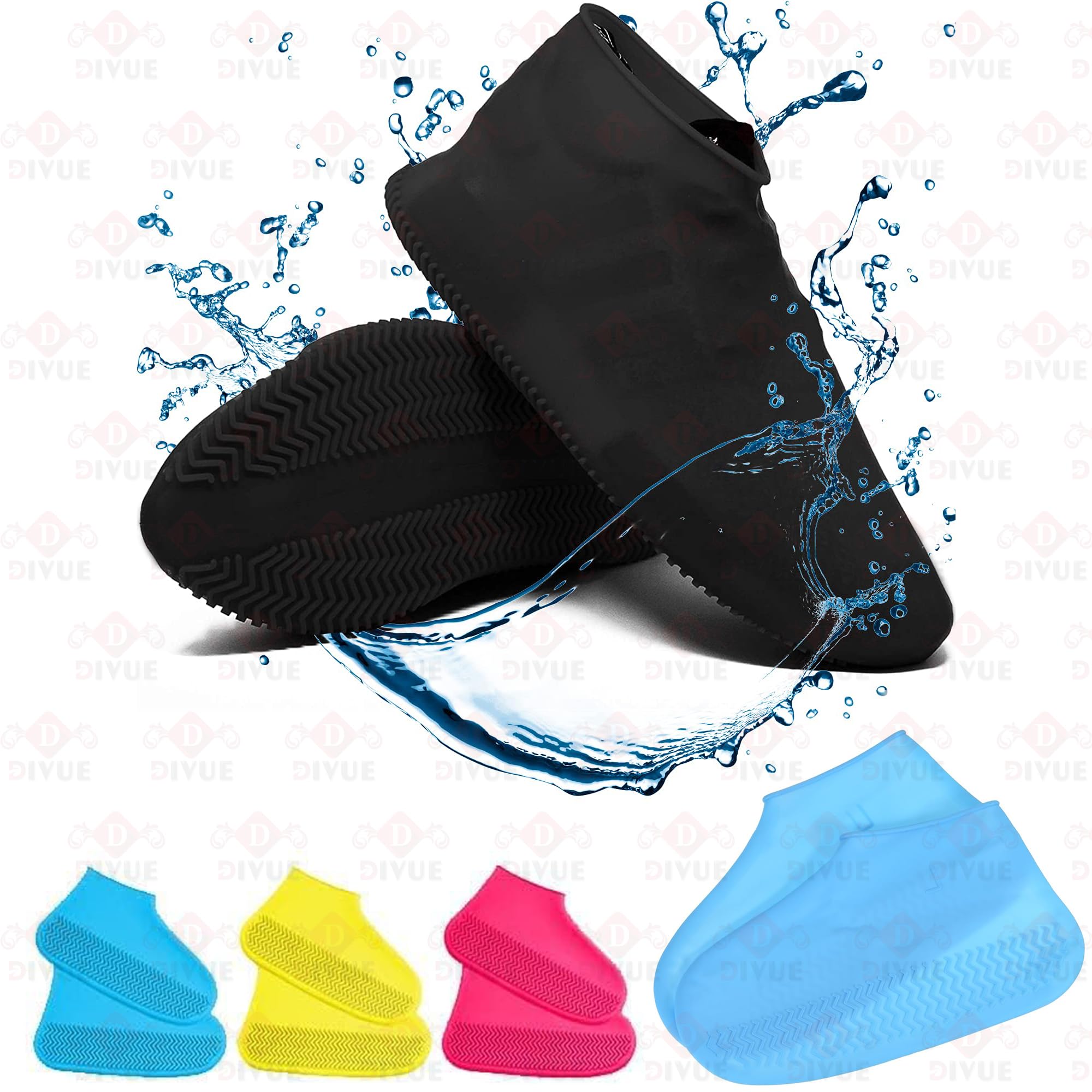 DIVUE Shoes Cover for Rain Waterproof (Unisex, Size-M), 1 Pair Reusable Non-Slip Overshoes Rain Shoes Cover Protectors | Upgrade Non-Slip Water Resistant Silicone Rain Rubber Overshoes (Multi Color) (B0D6LK68VT) Amazon Price History, Amazon Price Tracker